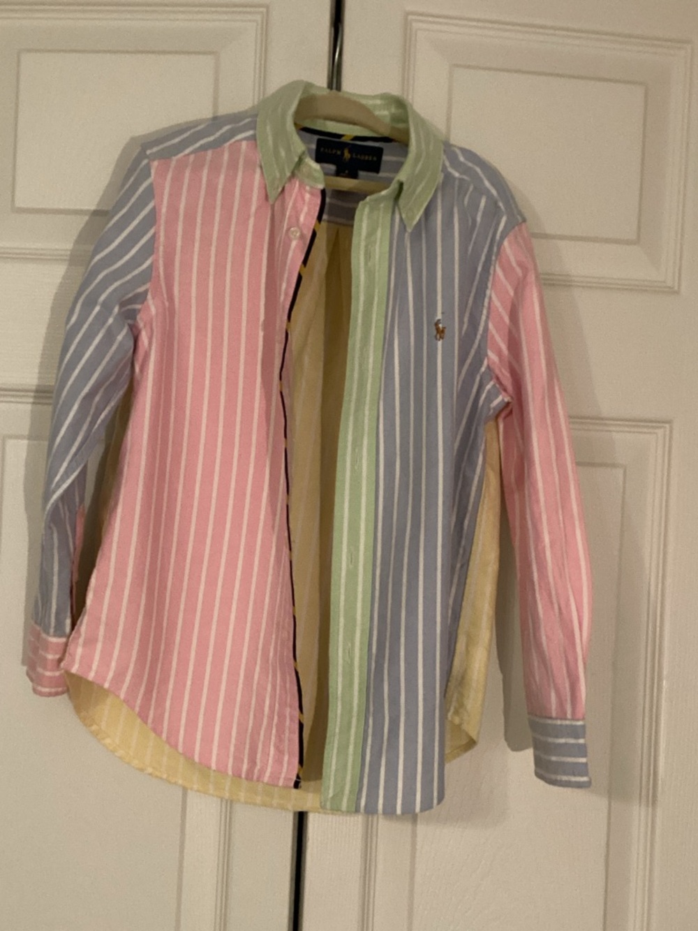 Ralph Lauren Pastel Stripe Button-Up Shirt in Pink, Blue, Green Boys 6